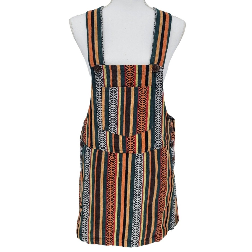 Lakhays Boho Woven Overall Dress S/M Striped Festival Indie Hippie Cottagecore